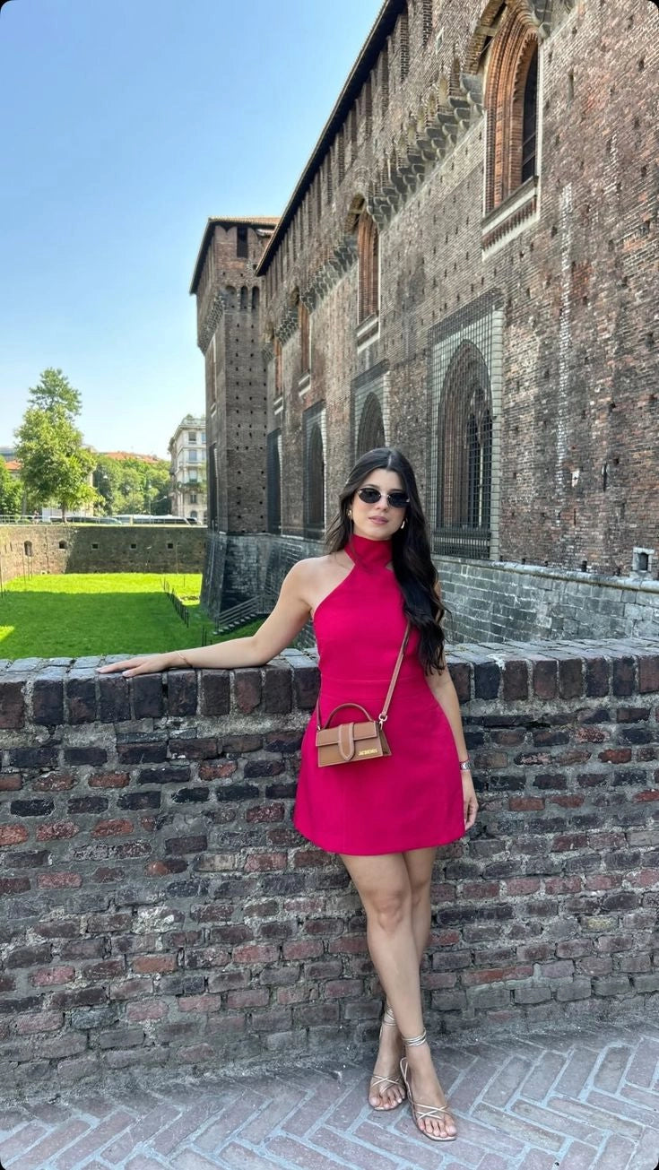 Elegant Red Off-the-shoulder Halter Neck Waisted Short Homecoming Dress Red Party Dress