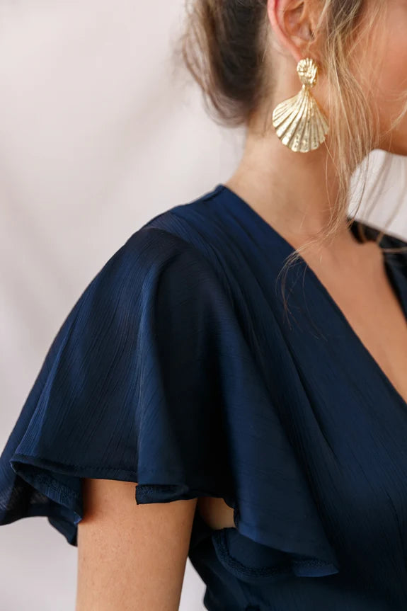 Elegant V Neck Angel Sleeve Tie Waist Faux Wrap Wine Homecoming Dress