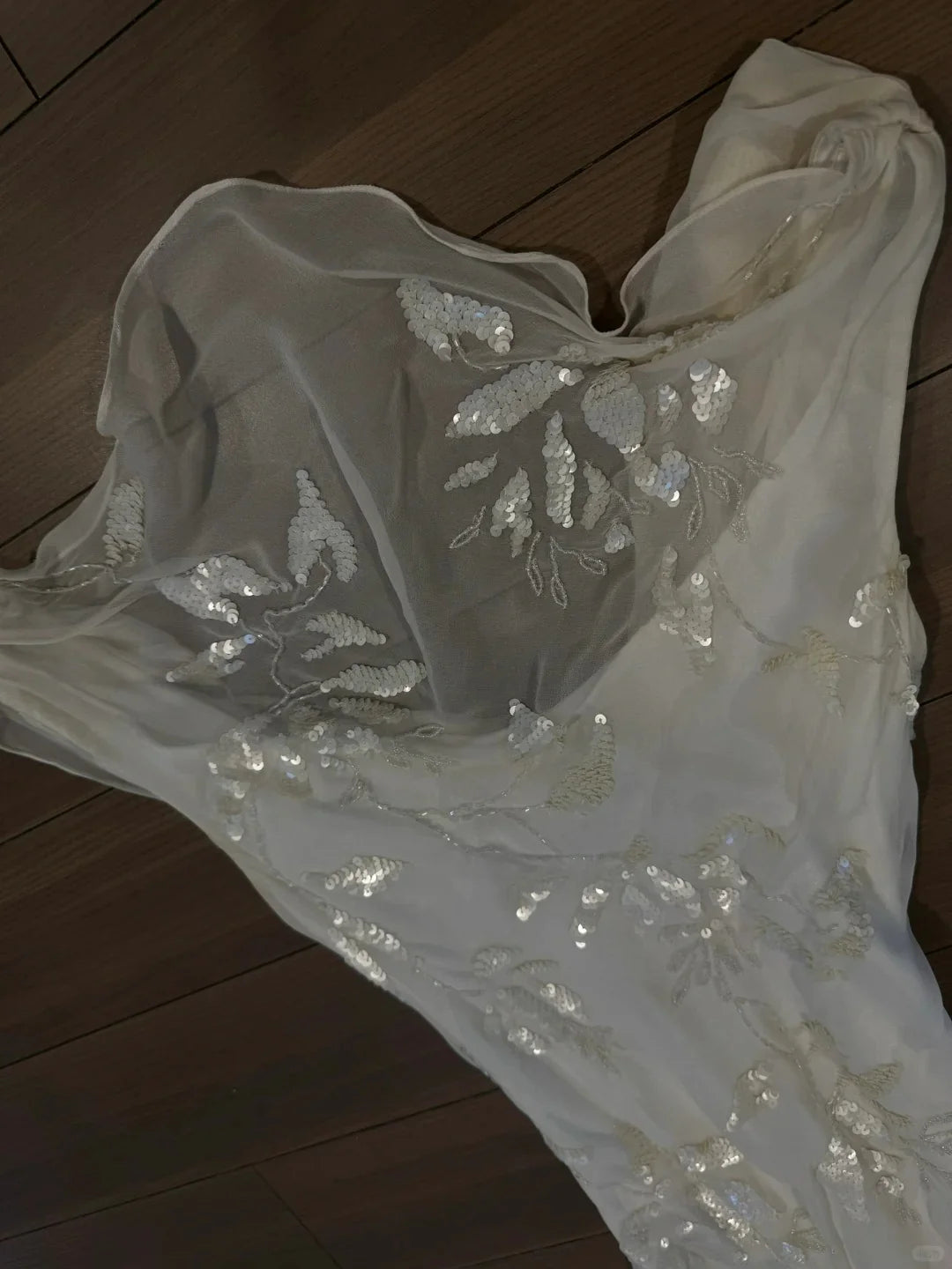 Elegant White Chiffon Sequins With Applique Swing Neck Long Prom Dress White Homecoming Dress