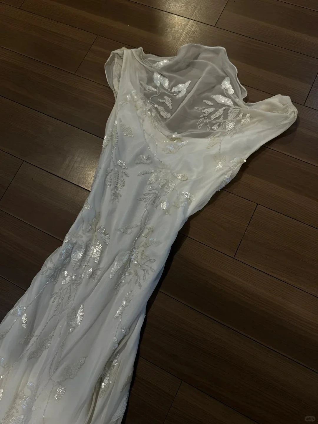 Elegant White Chiffon Sequins With Applique Swing Neck Long Prom Dress White Homecoming Dress
