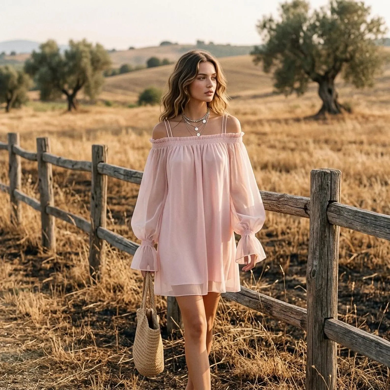 Elegant A-Line Off-Shoulder Long Sleeve Bohemian Blush Pink Mini Homecoming Dresses