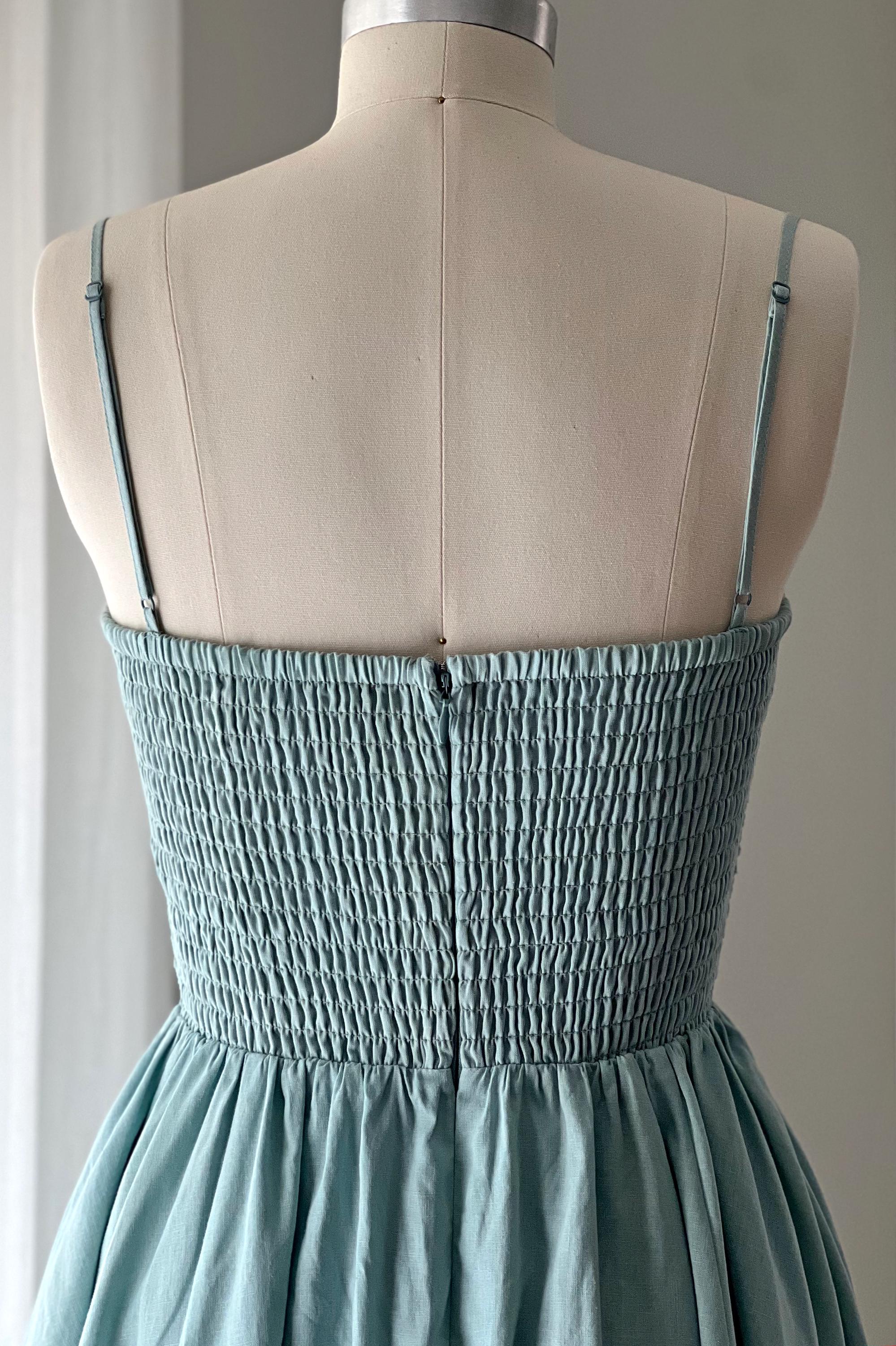 Elegant A-Line Spaghetti Strap Ruched Dusty Blue Tea-Length Homecoming Dress
