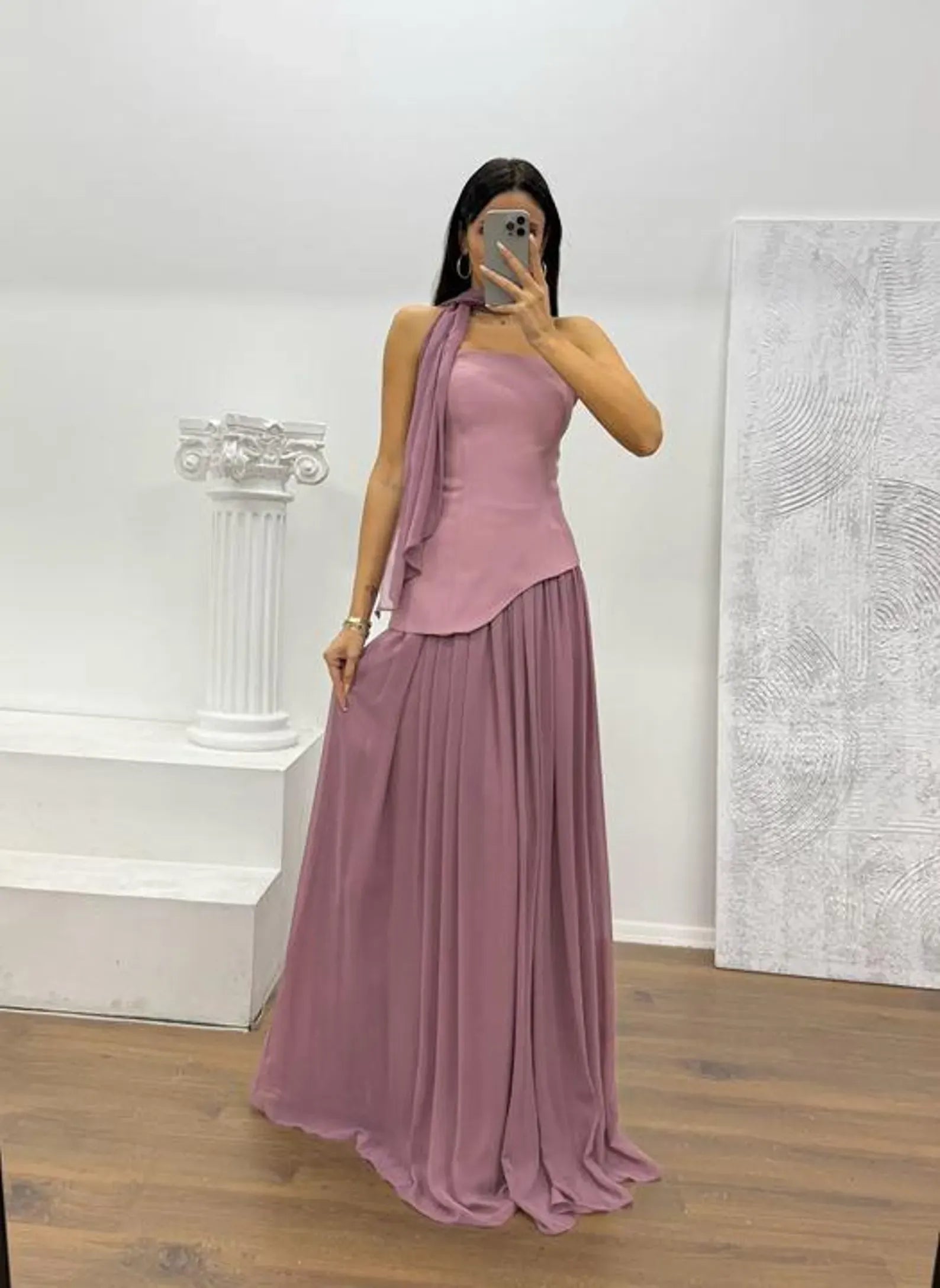 Elegant A-Line Strapless Chiffon Burgundy Floor-Length Prom Dress With Streamer