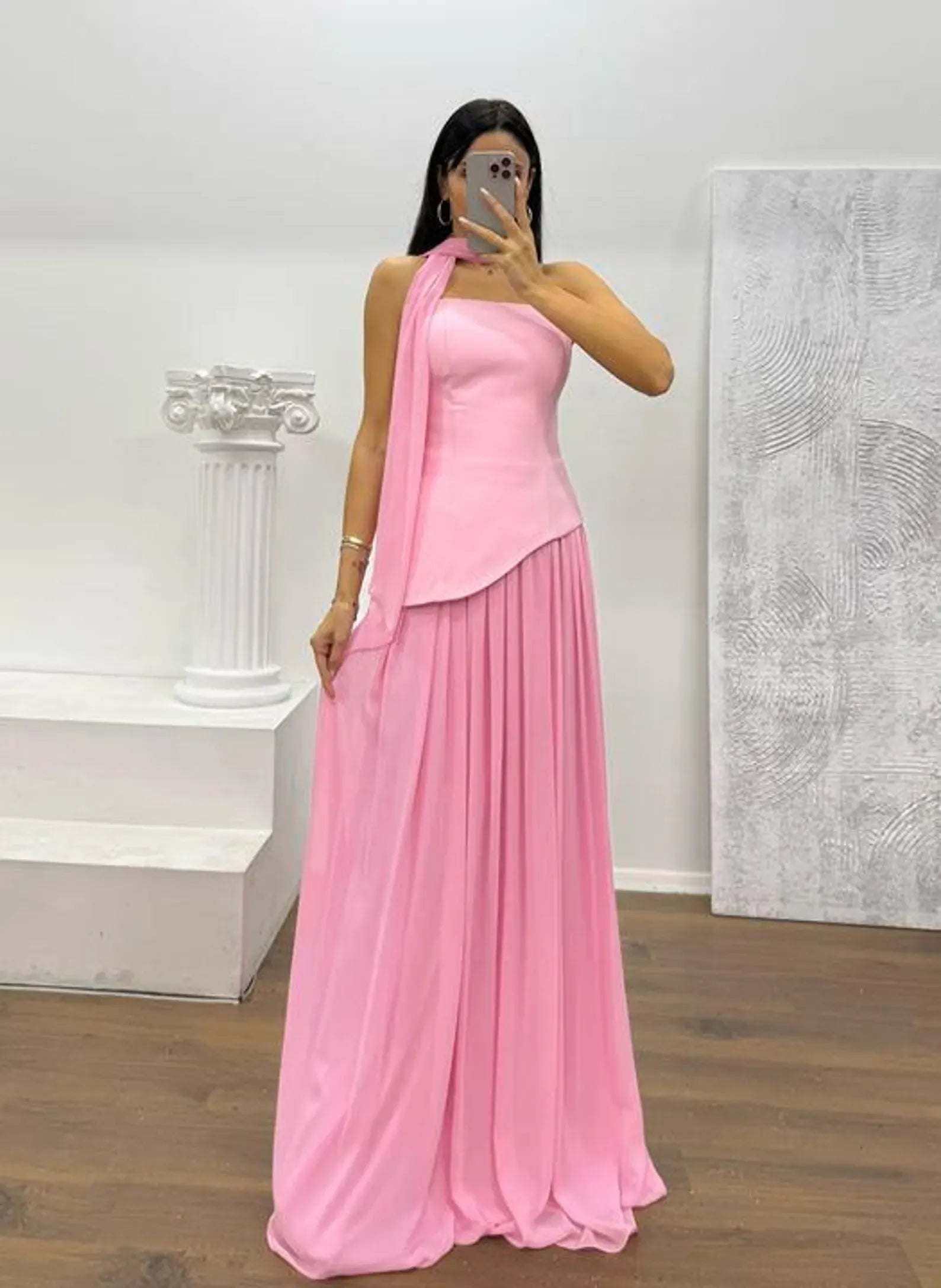 Elegant A-Line Strapless Chiffon Burgundy Floor-Length Prom Dress With Streamer