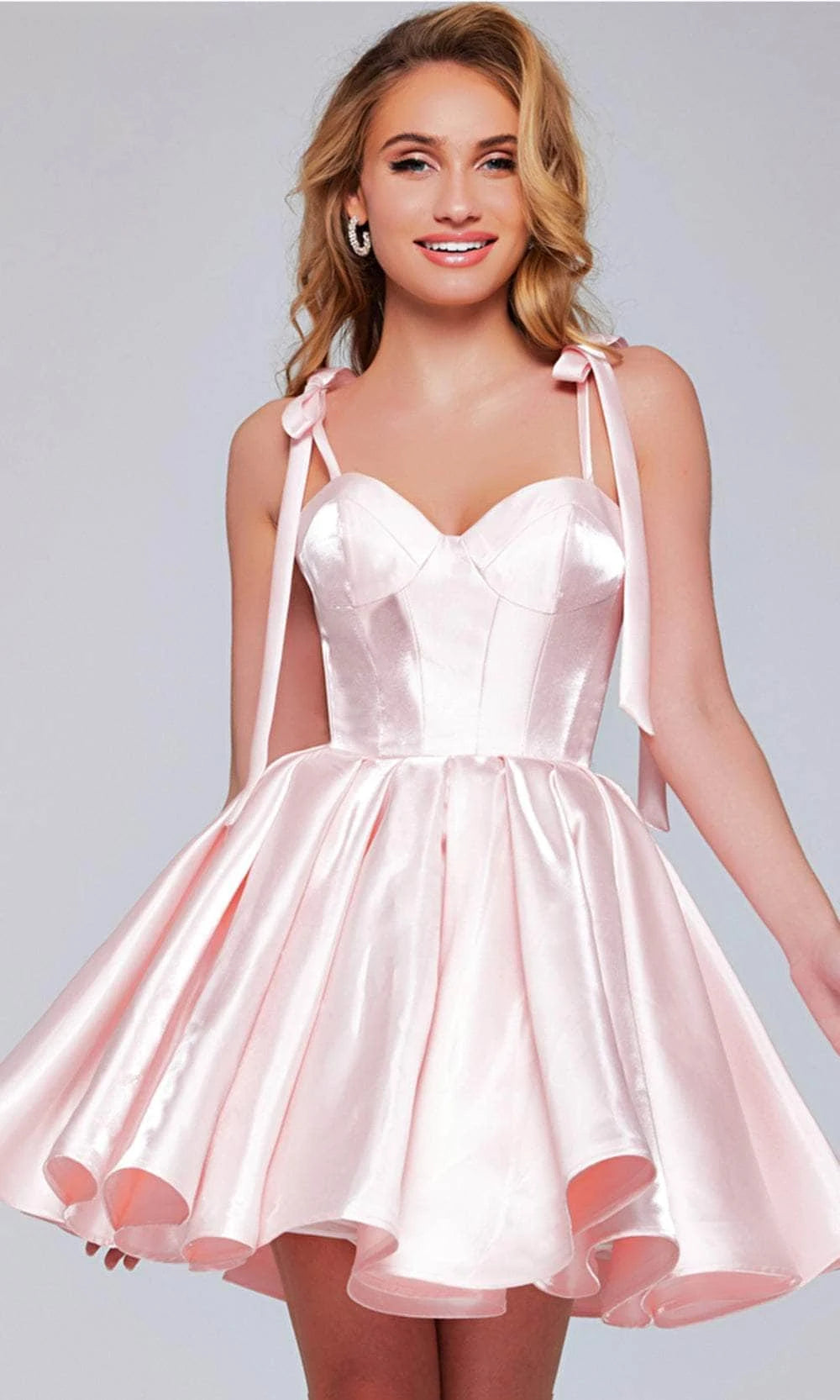 Elegant A-Line Sweetheart Bow-Tie Pleated Taffeta Pink Short Homecoming Dress