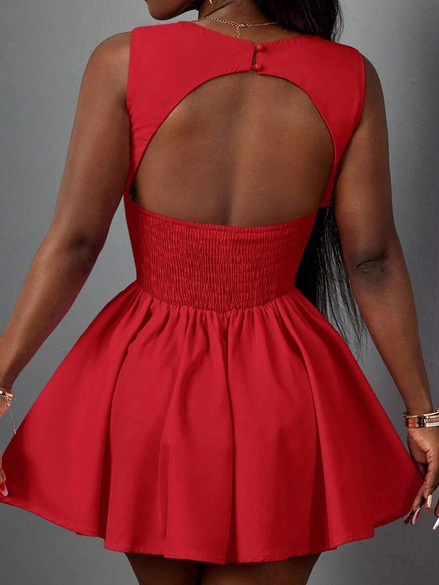 Elegant A-Line Sweetheart Pleated Backless Red Mini Homecoming Dresses
