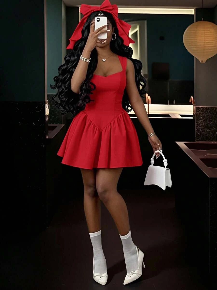 Elegant A-Line Sweetheart Pleated Backless Red Mini Homecoming Dresses