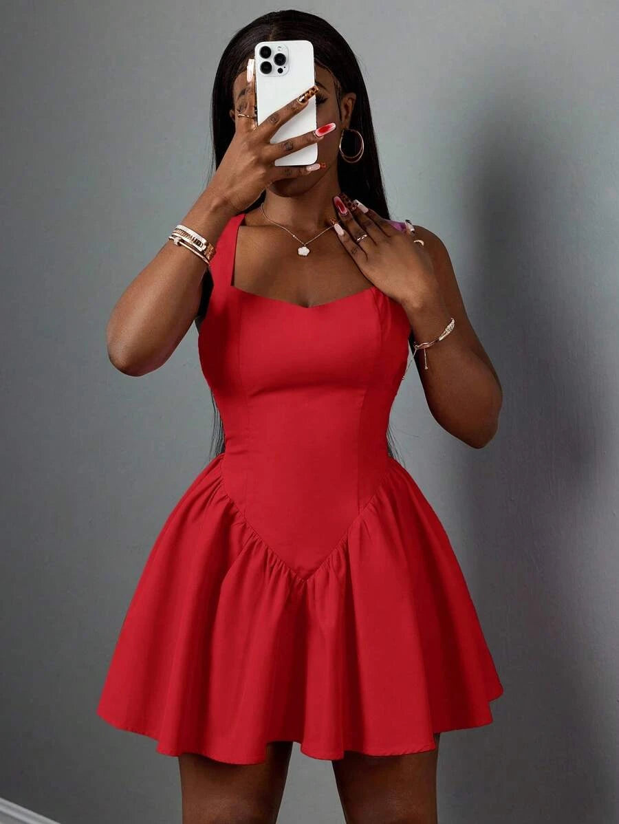Elegant A-Line Sweetheart Pleated Backless Red Mini Homecoming Dresses