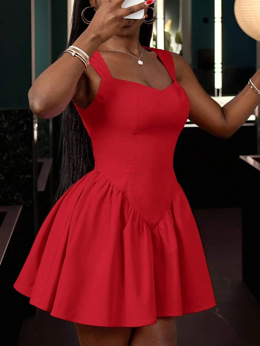 Elegant A-Line Sweetheart Pleated Backless Red Mini Homecoming Dresses