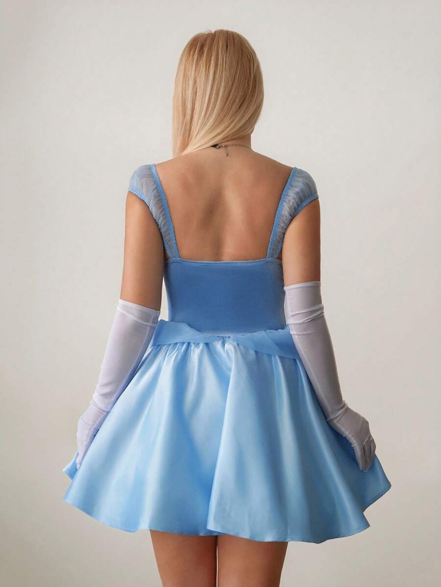 Enchanting A-Line Sweetheart Sheer Cap Sleeve Corset Sky Blue Short Homecoming Dress