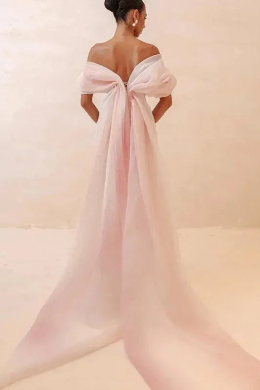Ethereal Mermaid Off-Shoulder Sleeveless Beaded Blush Pink Maxi Prom Dress for Women Custom