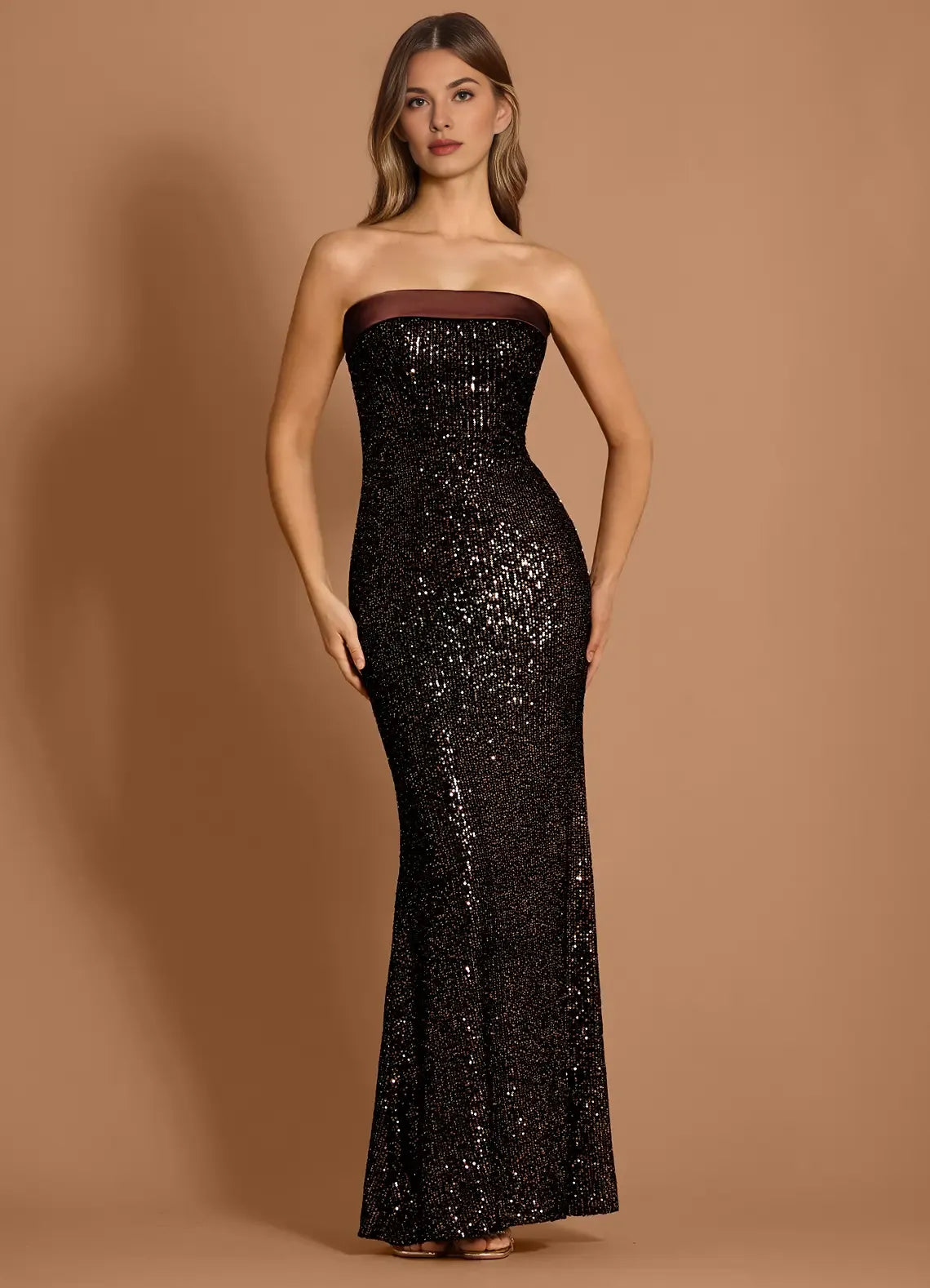 Exquisite Tailoring Budget Mermaid Strapless Sequin Black Maxi Evening Dress
