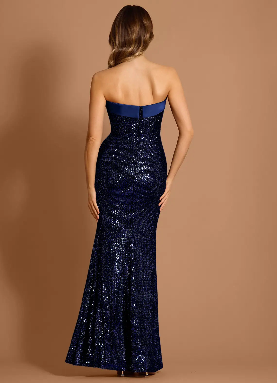 Exquisite Tailoring Budget Mermaid Strapless Sequin Twilight Blue Maxi Evening Dress