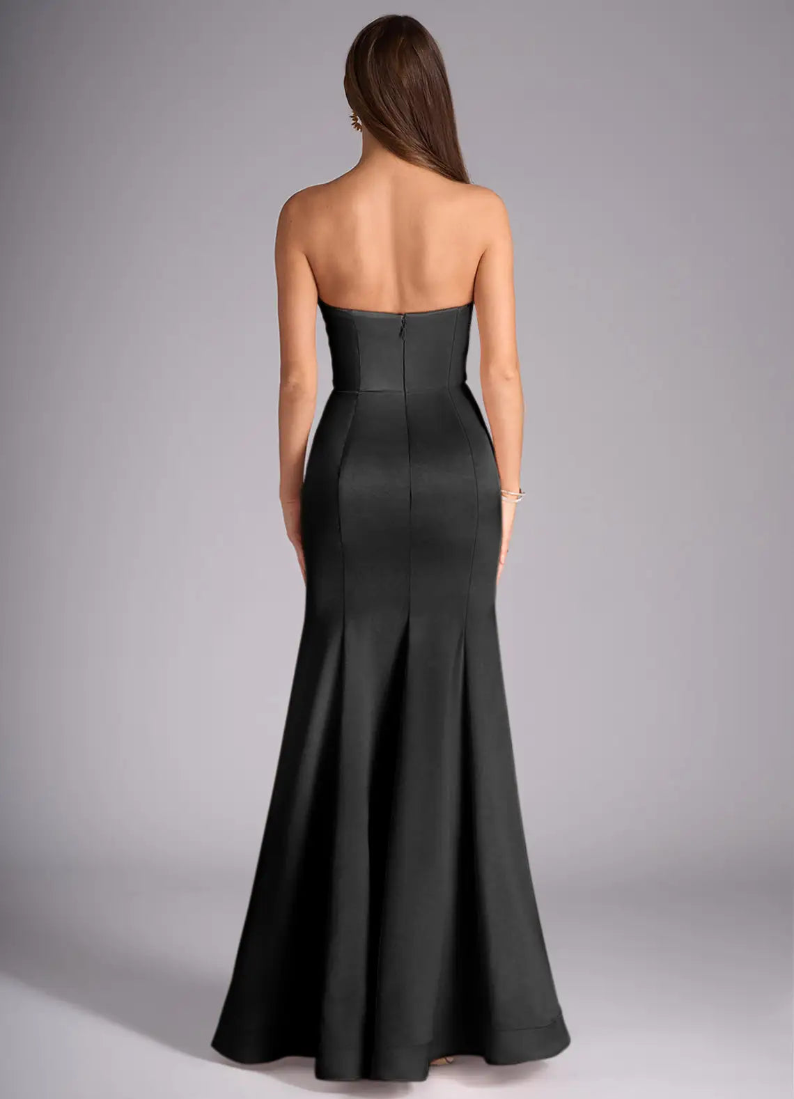 Exquisite Tailoring Mermaid Strapless Plunging V-Neck Black Prom Dress With Bow