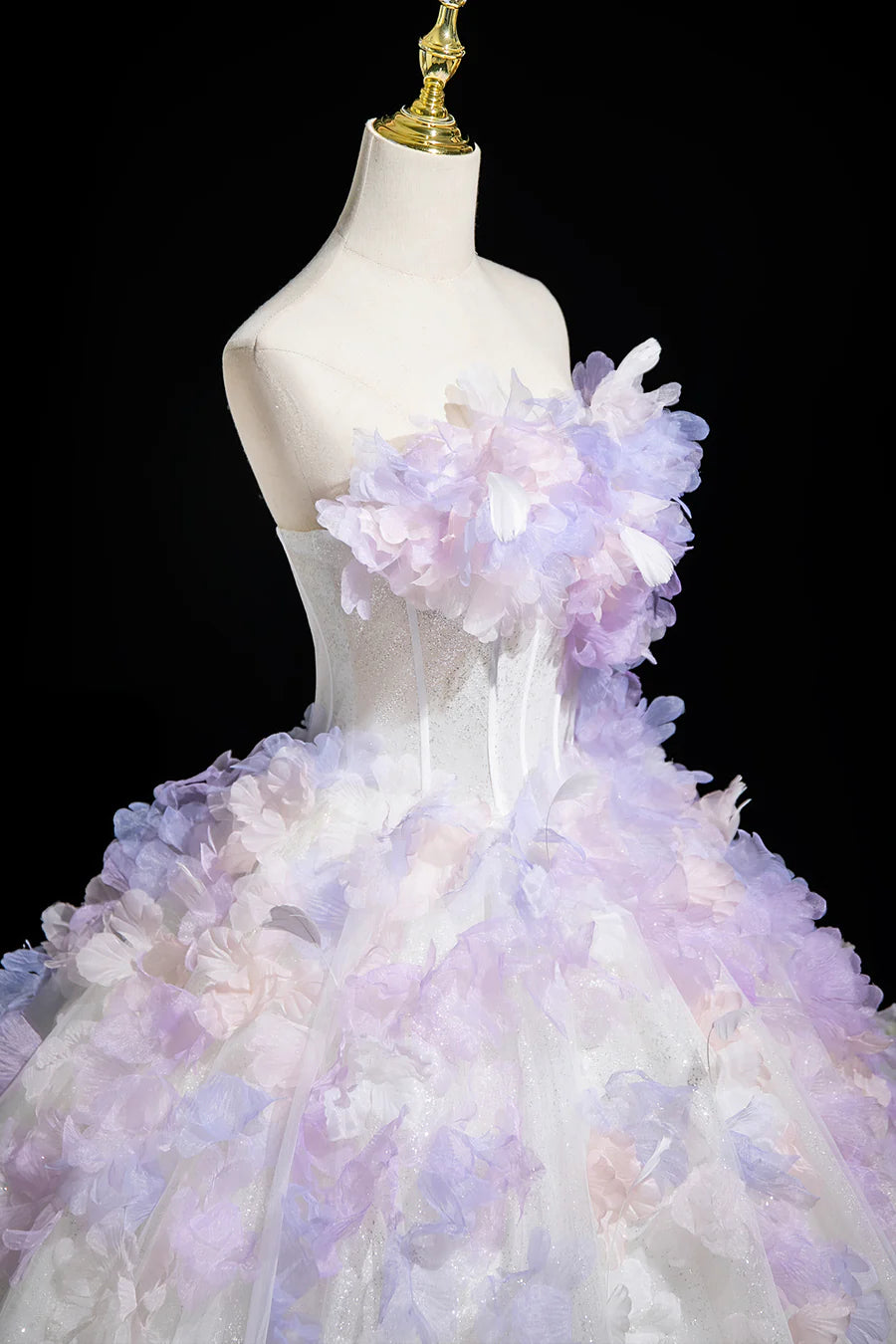 Fairy White Tulle and Lavender Appliques Long Prom Dress Wedding Dress