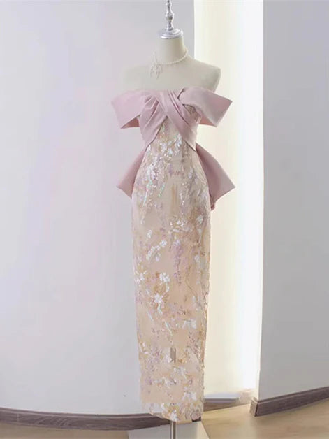 Fashion Off Shoulder Sweetheart Applique Mermaid Evening Gown Long Prom Dress