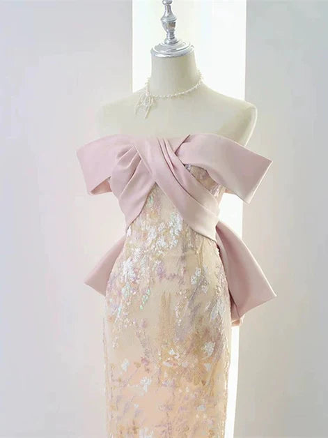 Fashion Off Shoulder Sweetheart Applique Mermaid Evening Gown Long Prom Dress