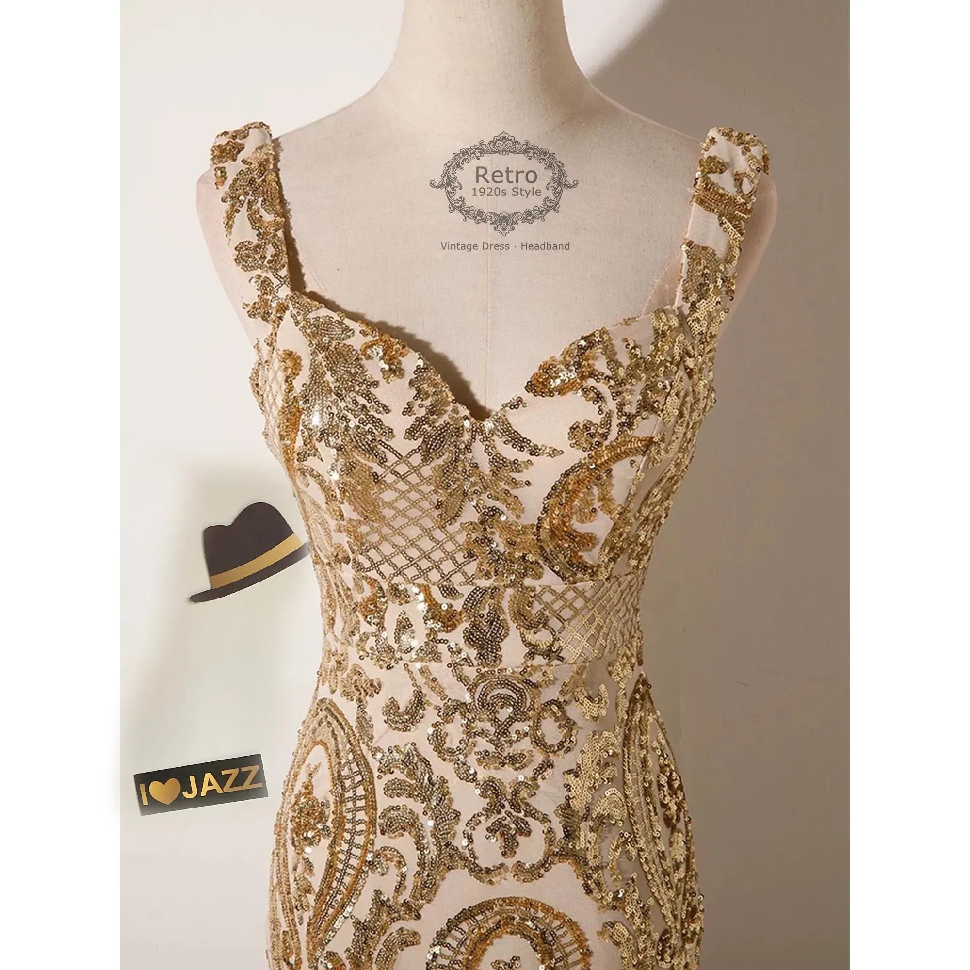 Gallant Mermaid Sweetheart Sequin Evening Dress Gold Floor-Length Prom Dress Custom