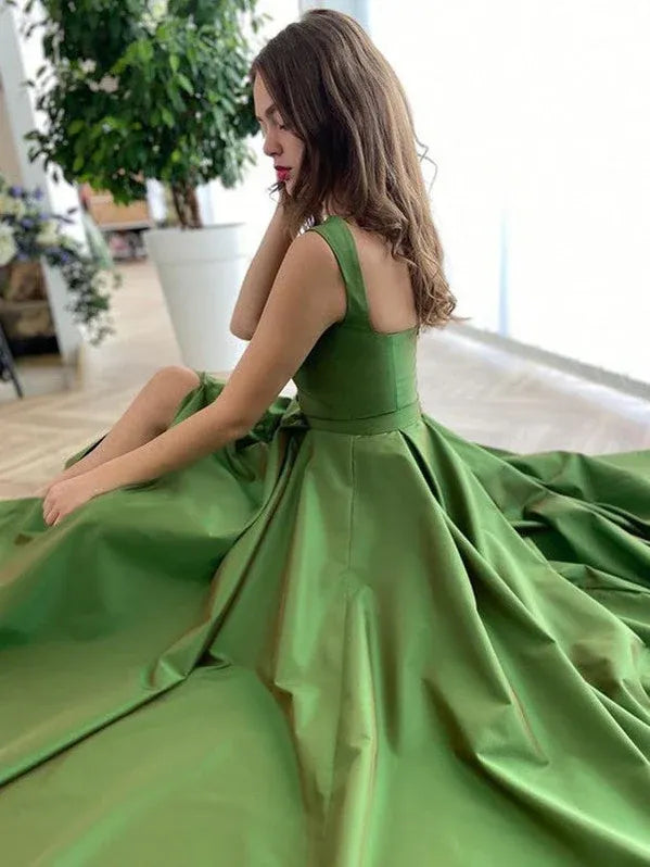 Glamorous Ball Gown Sweetheart Pocketed Olive Green Floor-Length Prom Dress For Women Hot Sale
