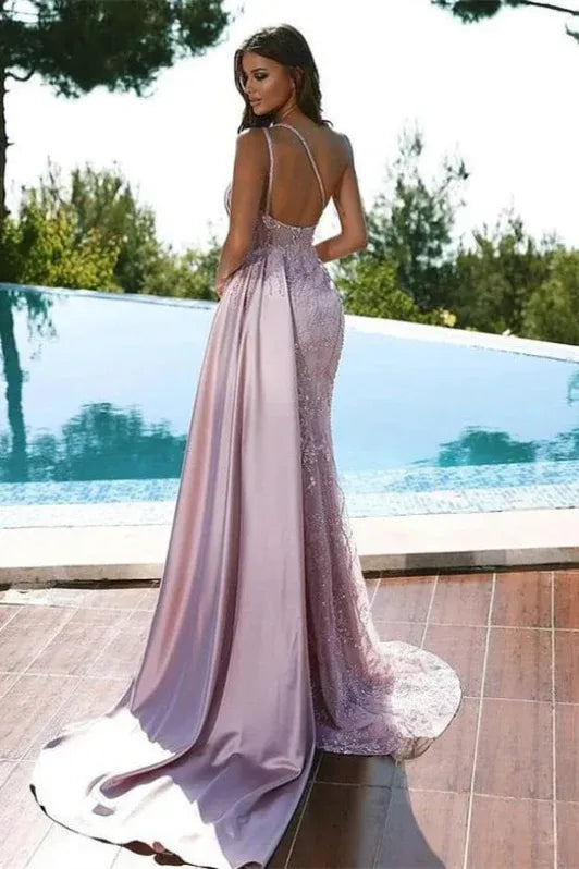 Glamorous Mermaid One-shoulder Slit Blush Evening Dress For Female Guests Hot Sale