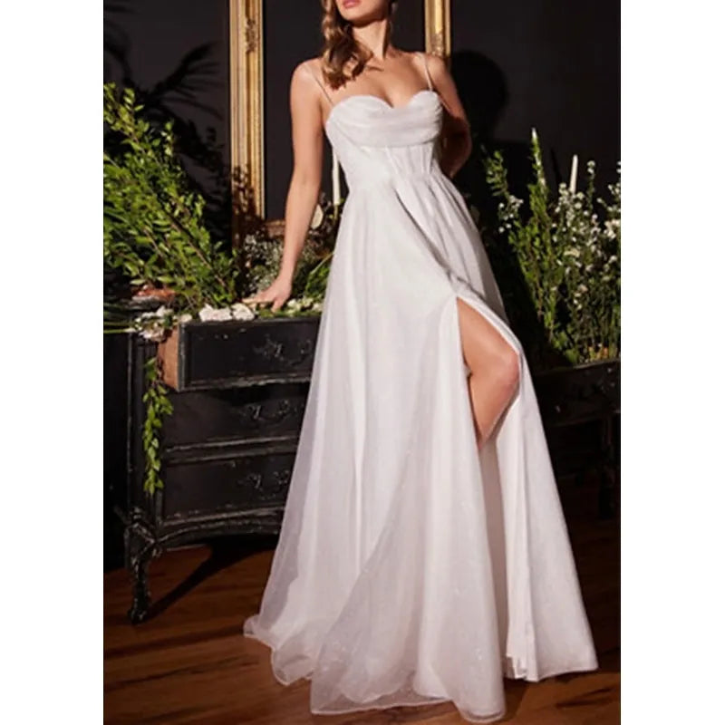 Glamorous A-line Sweetheart Sparkly Elegant Champagne Floor Length Prom Dress For Sale