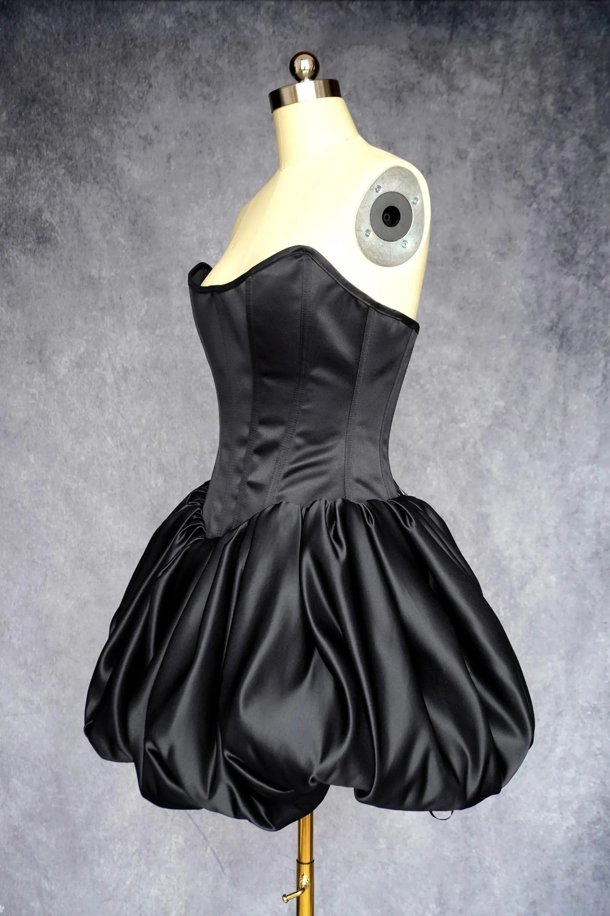 Glamorous Strapless Corset Lace-Up Black Short Prom Dress With Bubble Hem