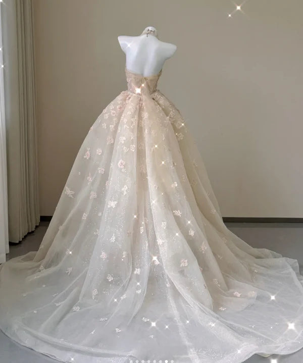 Gorgeous Mermaid Halter Sleeveless Embroidered Lace Pink Long Prom Dresses For Ladies