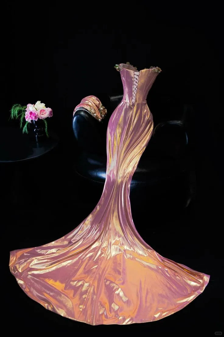 Gorgeous Satin With Applique Party Dress Off The Shoulder Mermaid Corset Evening Gown