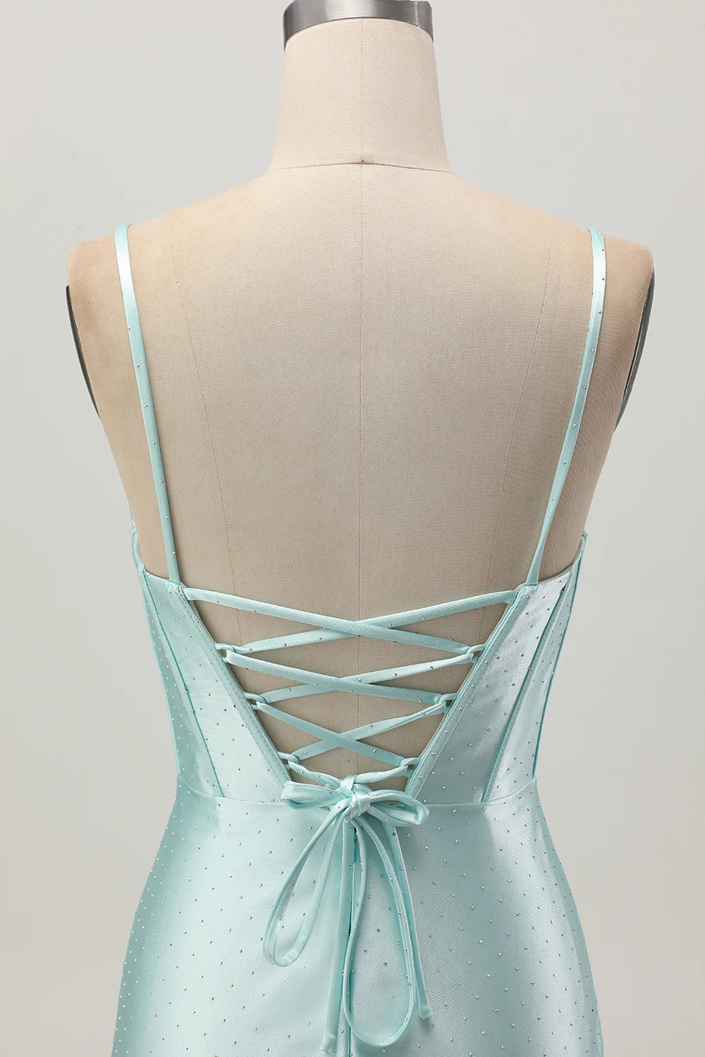 Light Green Spaghetti Straps Bodycon Corset Cut Out Pleated Beaded Short Homecoming Dress Party Dress