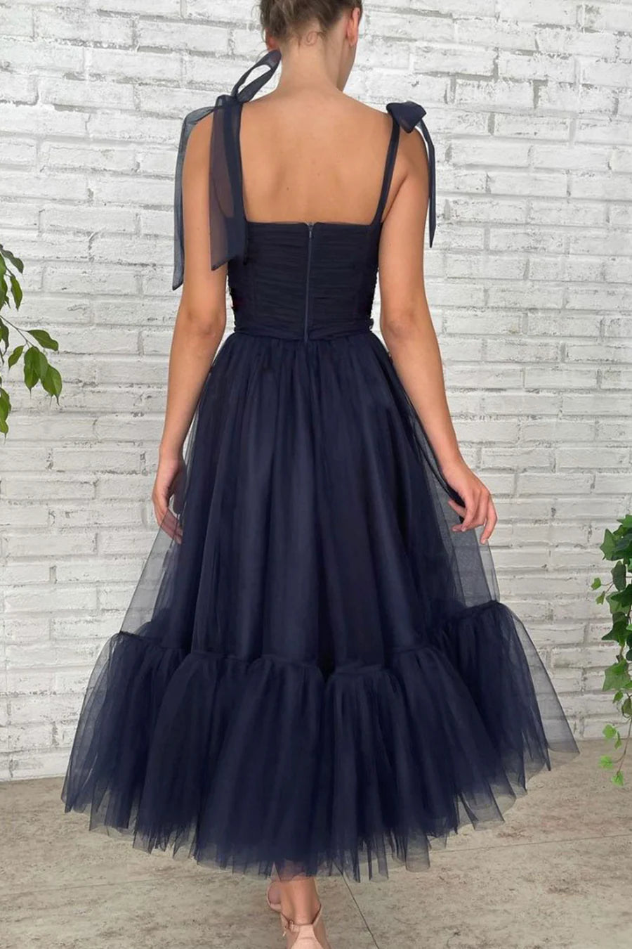 Lovely A-Line Tulle Blue Short Prom Dresses Homecoming Party Dresses