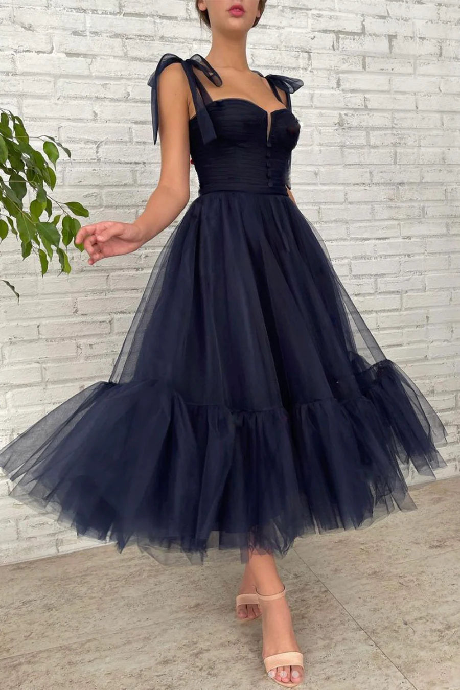Lovely A-Line Tulle Blue Short Prom Dresses Homecoming Party Dresses