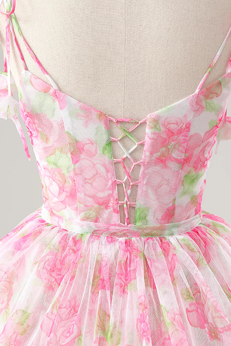 Lovely Blushing Pink Flower A-Line Spaghetti Strap Removable Skirt Prom Dress Party Dress