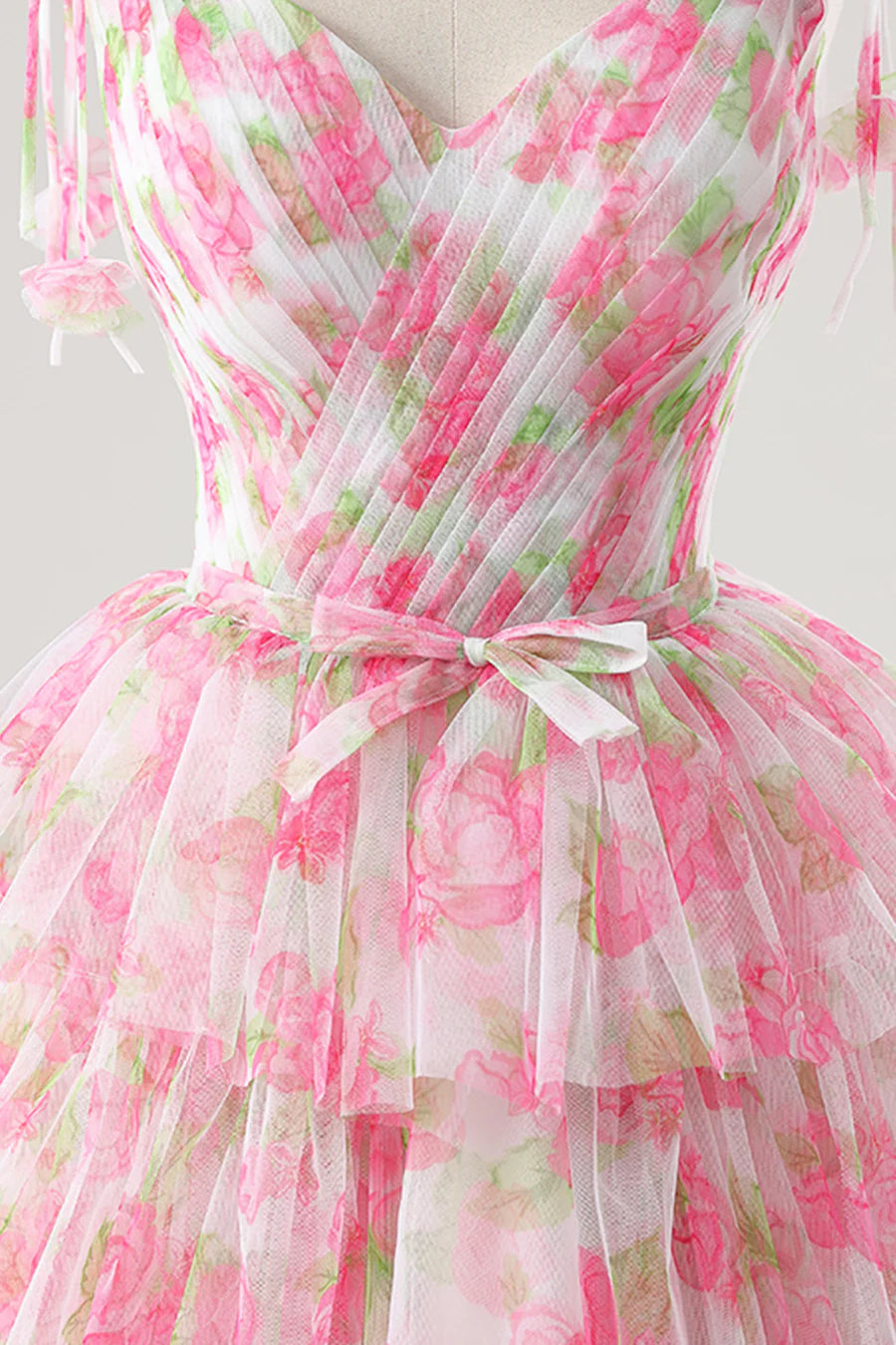 Lovely Blushing Pink Flower A-Line Spaghetti Strap Removable Skirt Prom Dress Party Dress