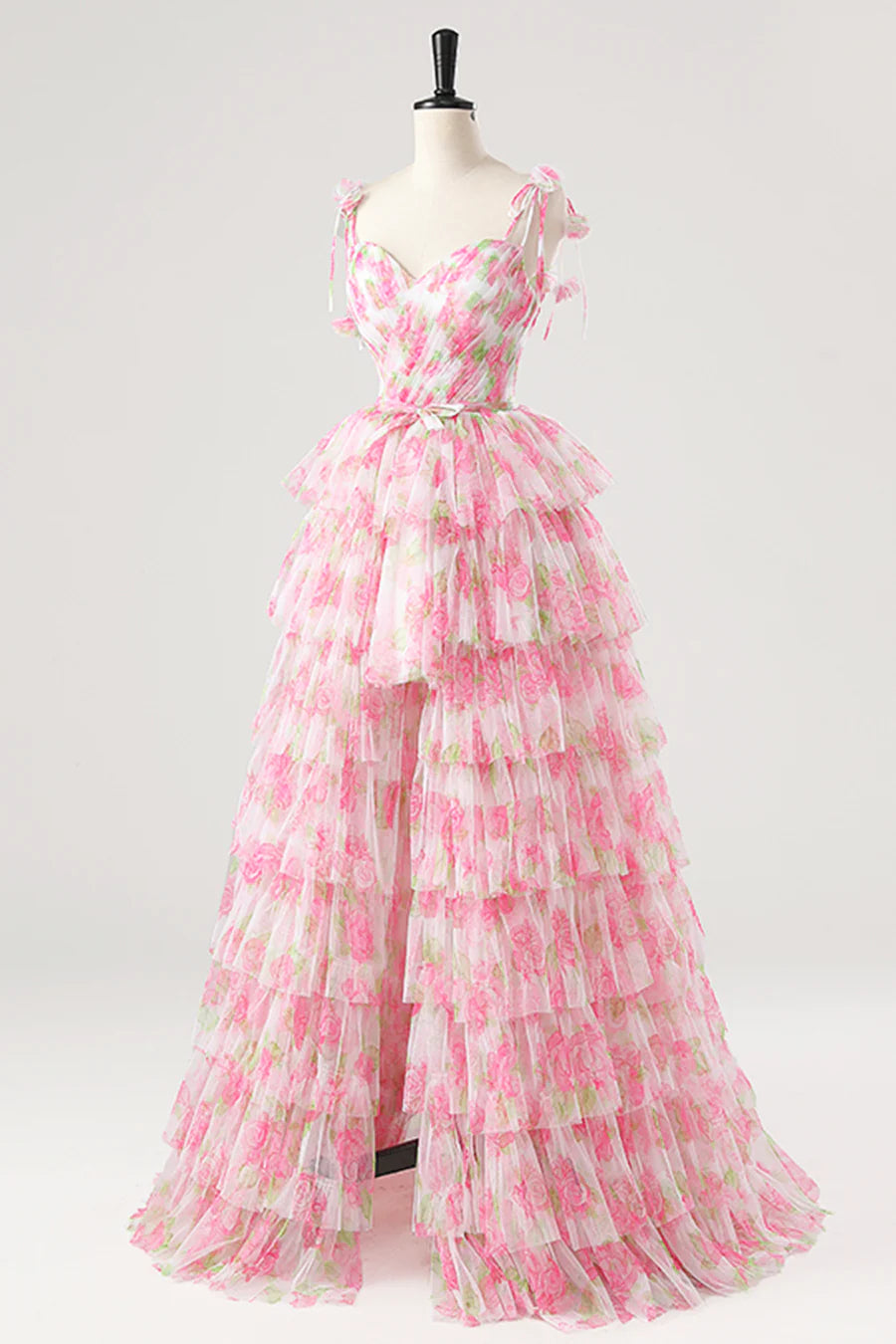 Lovely Blushing Pink Flower A-Line Spaghetti Strap Removable Skirt Prom Dress Party Dress