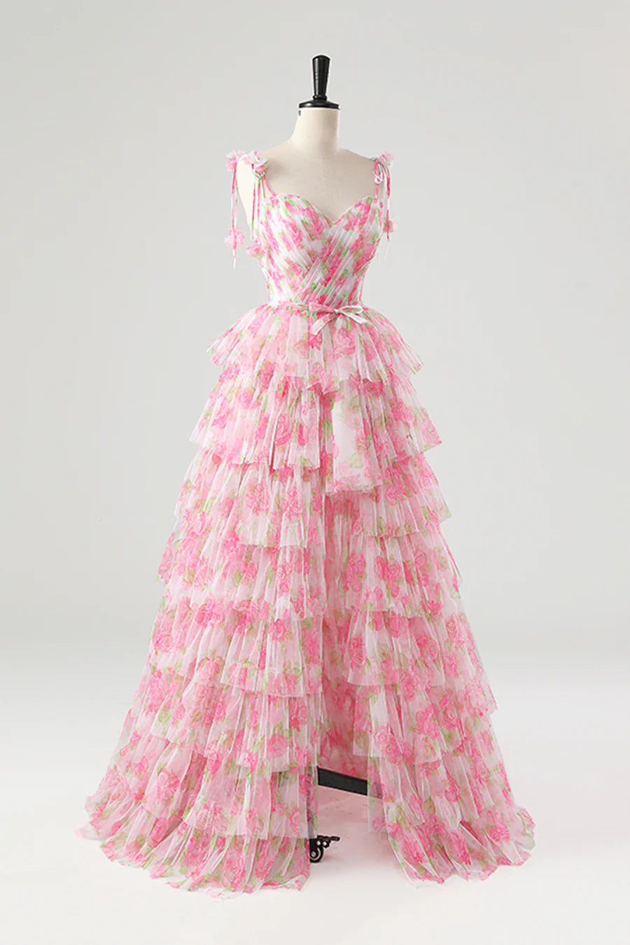 Lovely Blushing Pink Flower A-Line Spaghetti Strap Removable Skirt Prom Dress Party Dress