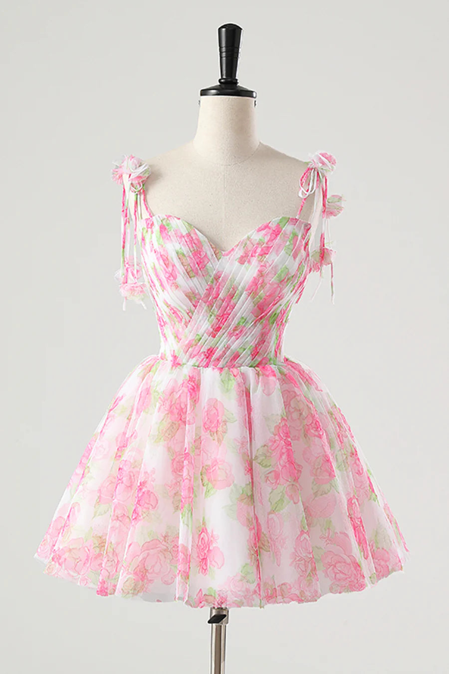 Lovely Blushing Pink Flower A-Line Spaghetti Strap Removable Skirt Prom Dress Party Dress