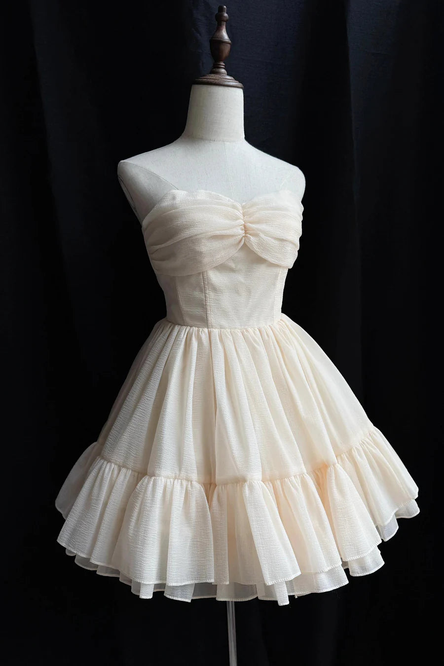 Lovely Champagne Soft Chiffon Lace-up A-Line Knee Length Prom Dress Party Dress