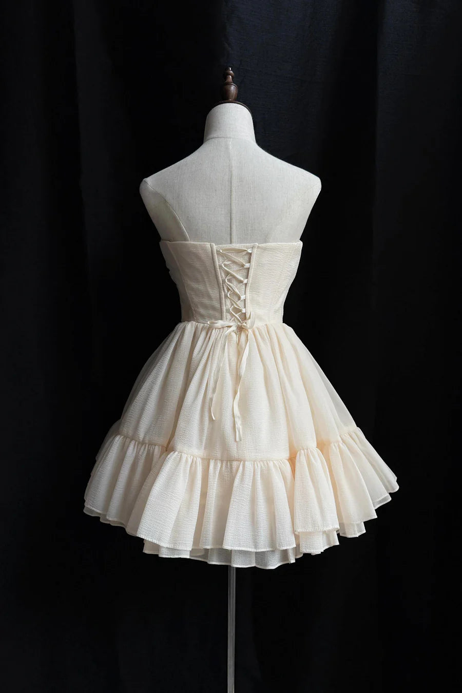 Lovely Champagne Soft Chiffon Lace-up A-Line Knee Length Prom Dress Party Dress