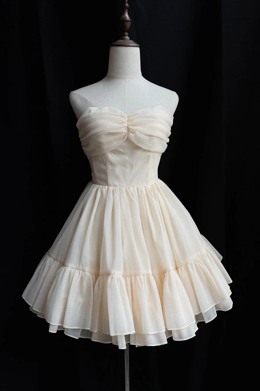 Lovely Champagne Soft Chiffon Lace-up A-Line Knee Length Prom Dress Party Dress