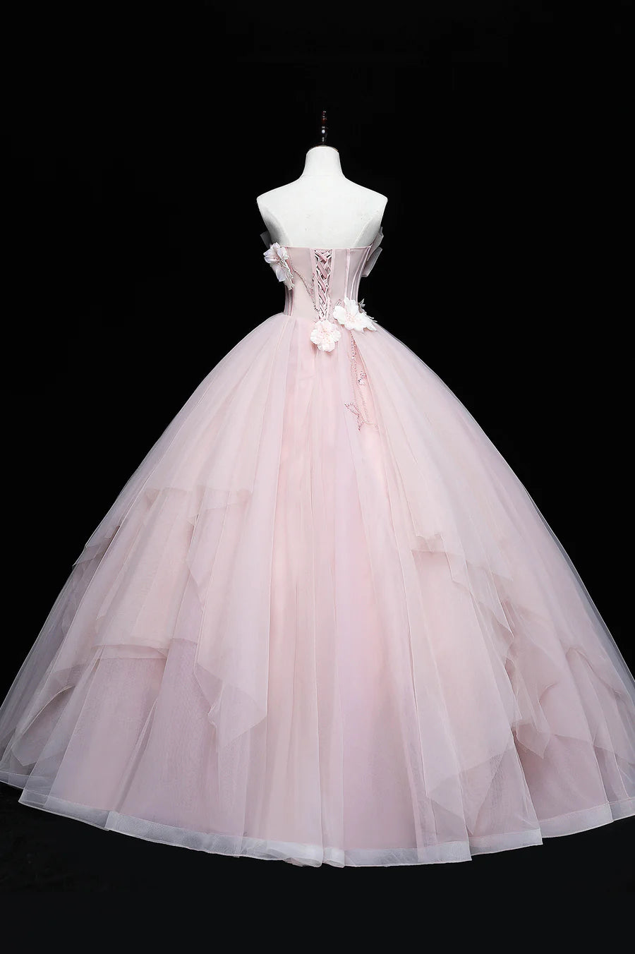 Lovely Strapless Bodycon Applique Beaded Tulle Pink Formal Prom Dress Sweet 16 Dress