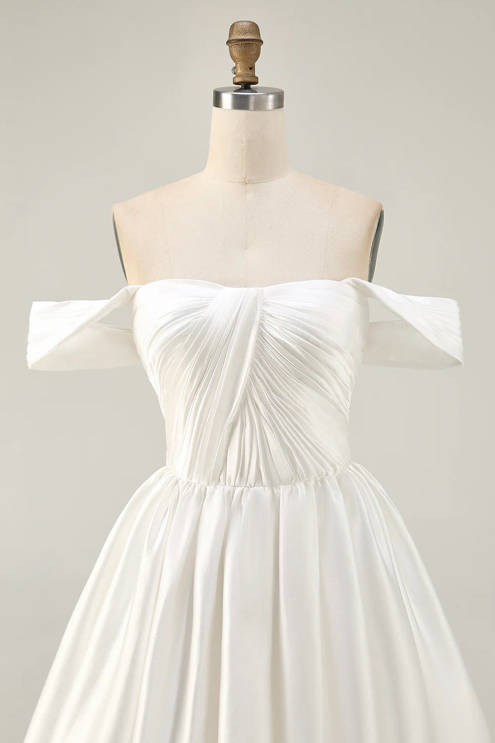 Lovely White Ruched Off The Shoulder Short Homecoming Dress White A-line Party Dress