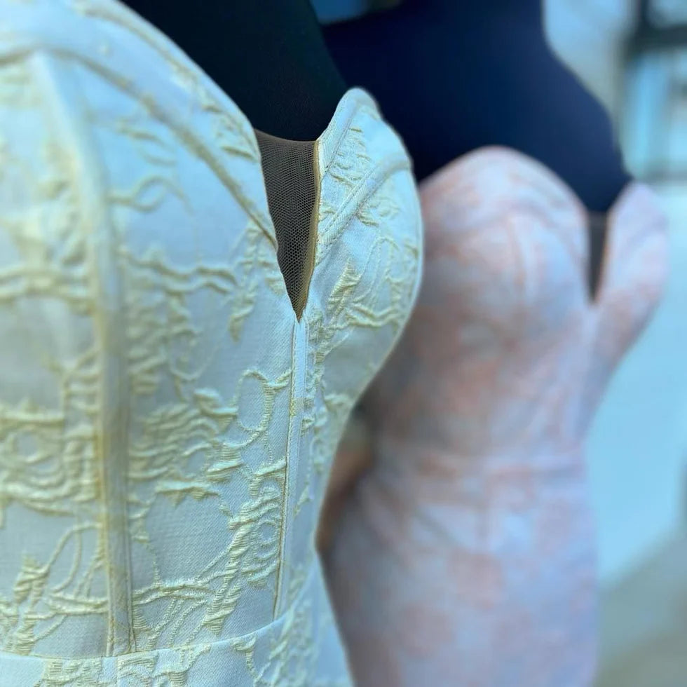 Mermaid Floral Printed Strapless Ruffle Slit Prom Dress With Sweep Train Budget Floral Printed Party Dresses