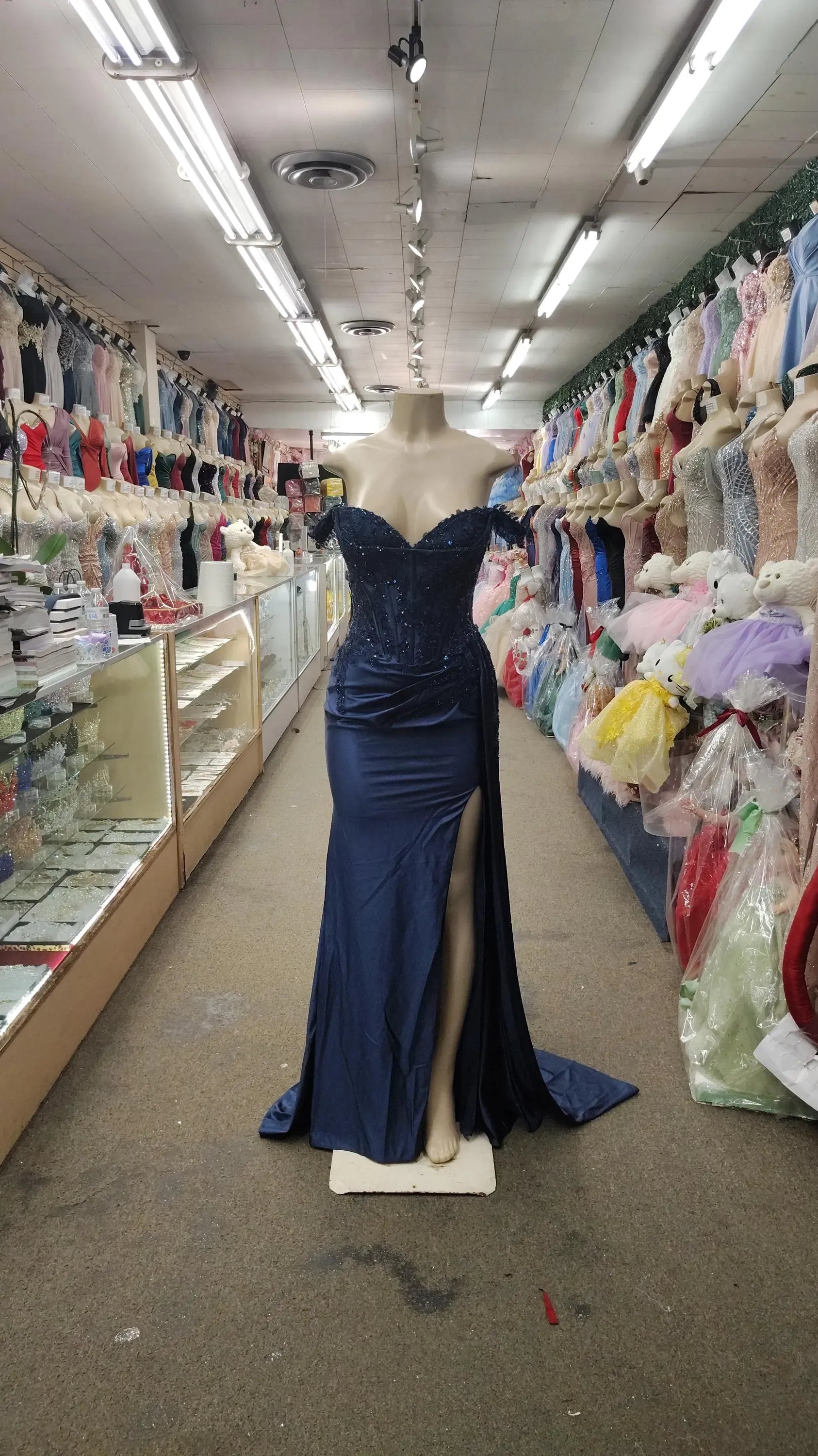 Mermaid Off-Shoulder Corset Beaded Satin Burgundy Long Prom Dress With Slit