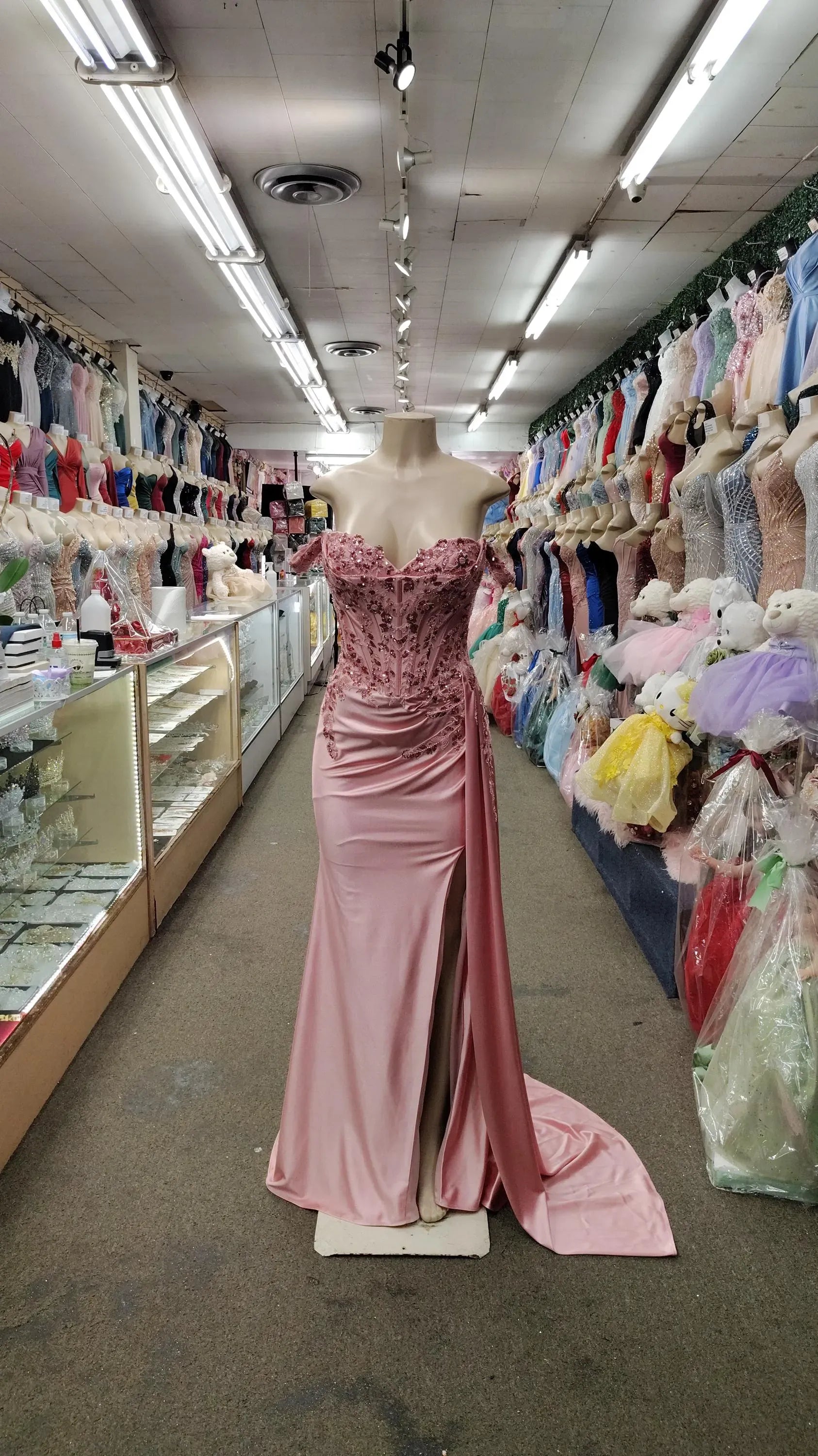 Mermaid Off-Shoulder Corset Beaded Satin Burgundy Long Prom Dress With Slit