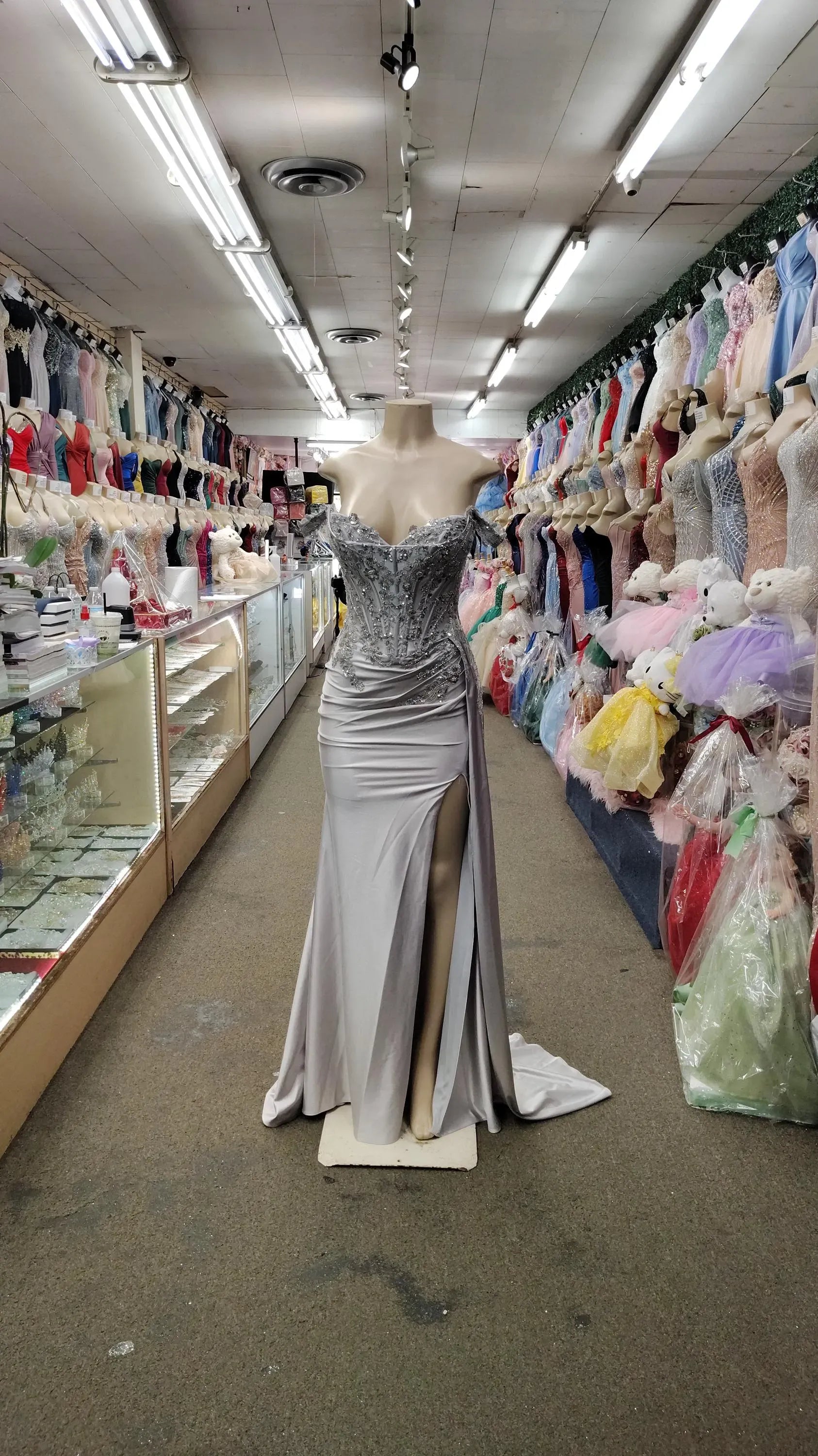 Mermaid Off-Shoulder Corset Beaded Satin Burgundy Long Prom Dress With Slit
