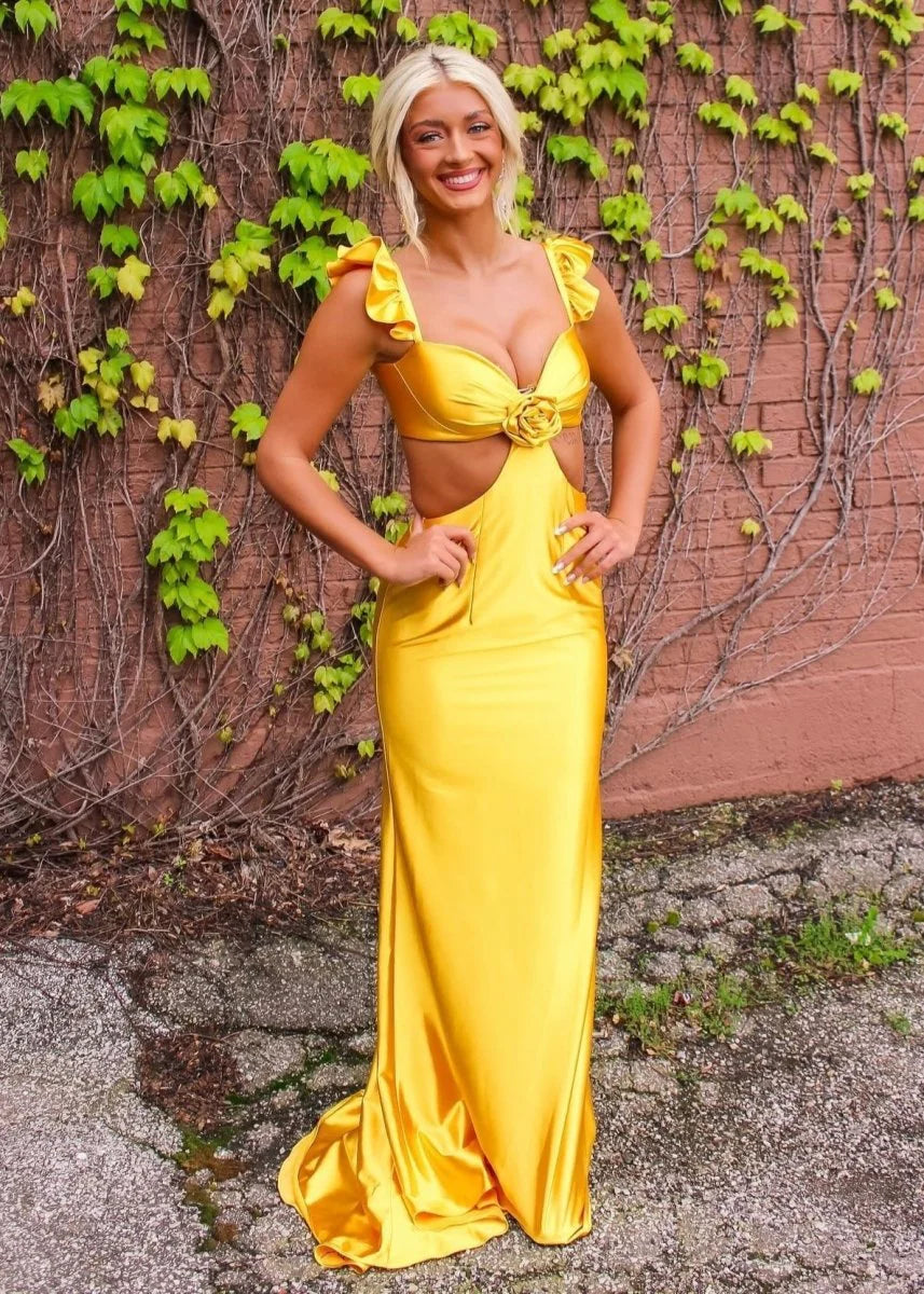 Mermaid Off-the-Shoulder Cutout Satin Violet Floor-Length Prom Dress