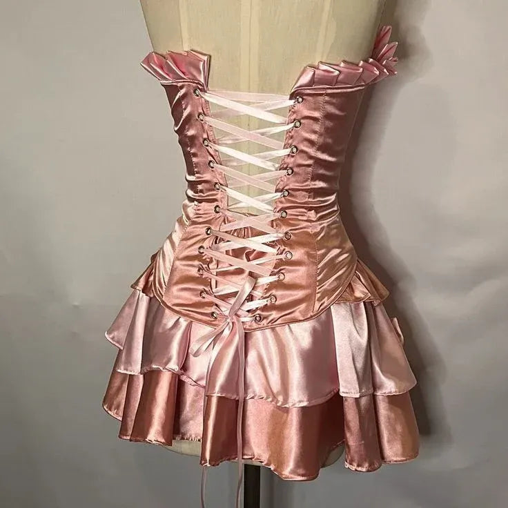 New Romantic Sweetheart Corset Tiered Ruffle Blush Pink Short Homecoming Dress