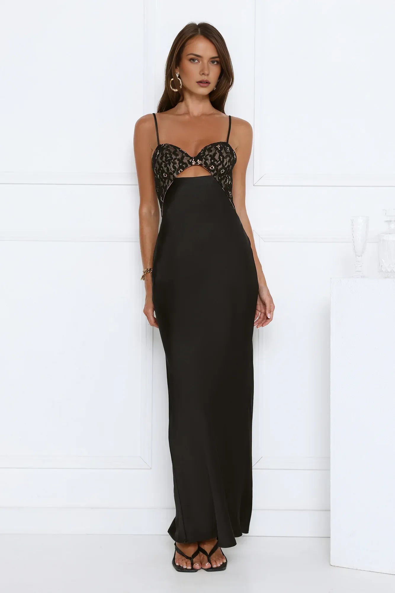New Sheath Sweetheart Cutout Backless Satin Black Floor-Length Prom Dress