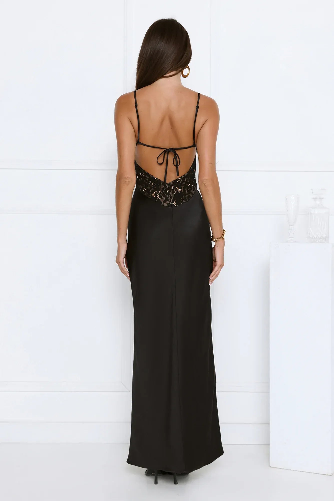 New Sheath Sweetheart Cutout Backless Satin Black Floor-Length Prom Dress