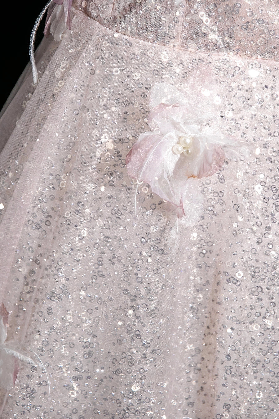 Pink Tulle Sequins With Applique Off the Shoulder Long Prom Dress Party Dress